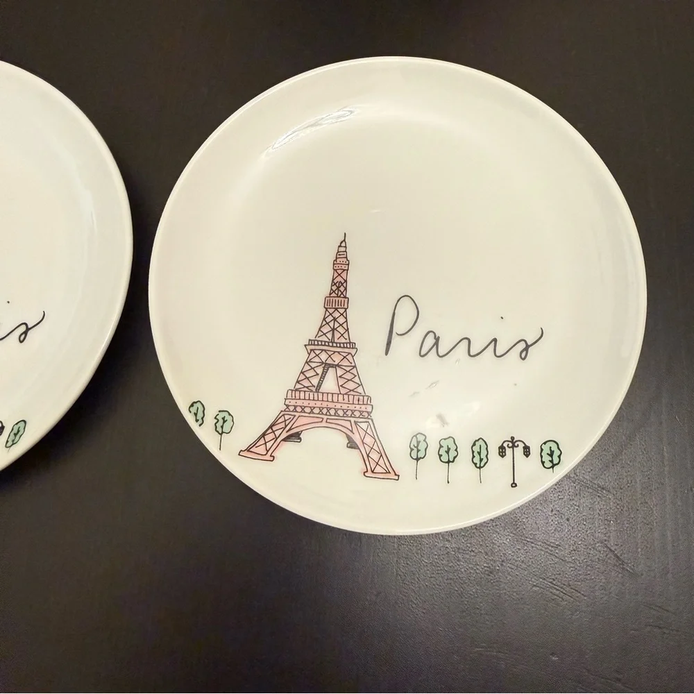 Sur La Table Small Plate And Cup Bowl Set Of 2 Paris Eiffel Tower Porcelain